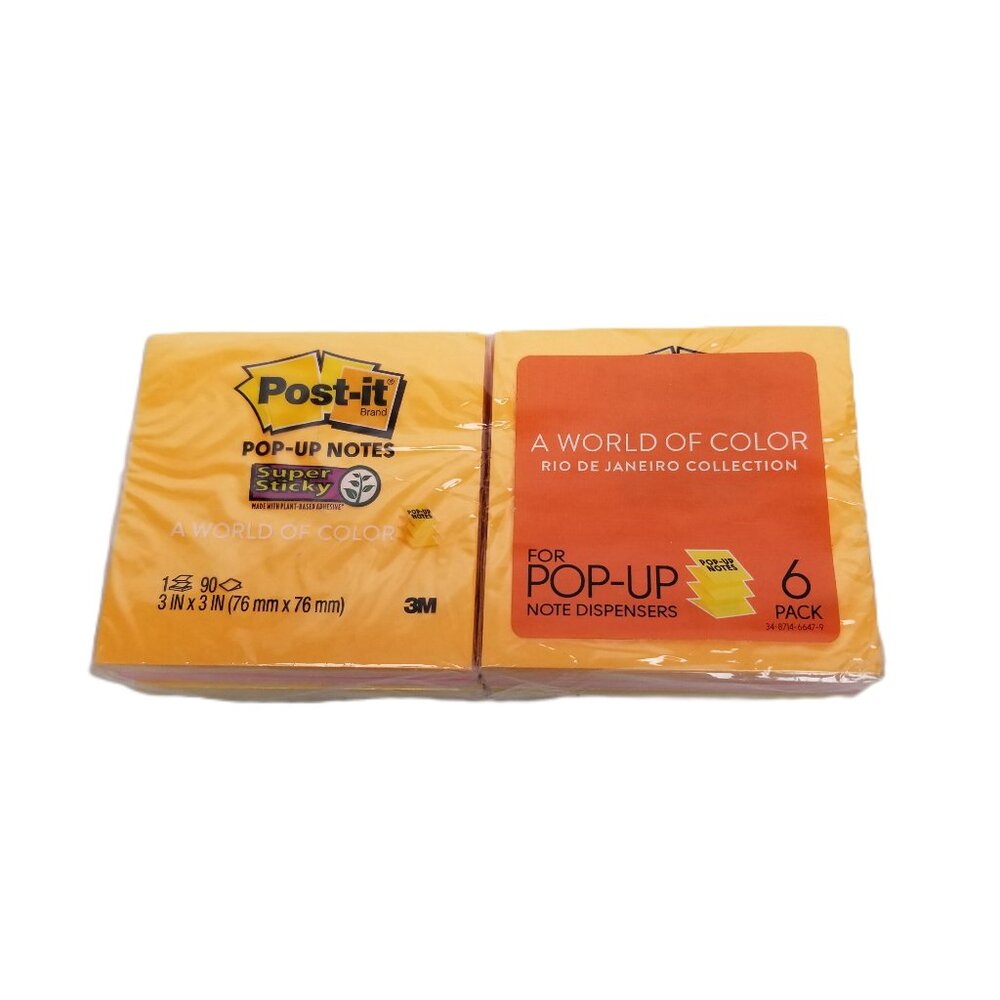 Post-it Pop Up Notes 6 Pack Rio de Janeiro 3x3 Refills 540 Sheets New